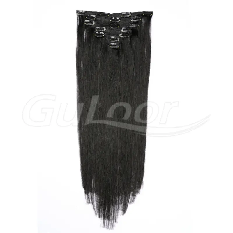 Clips Hair Wholesales 100% human Hair Extensions Black Color
